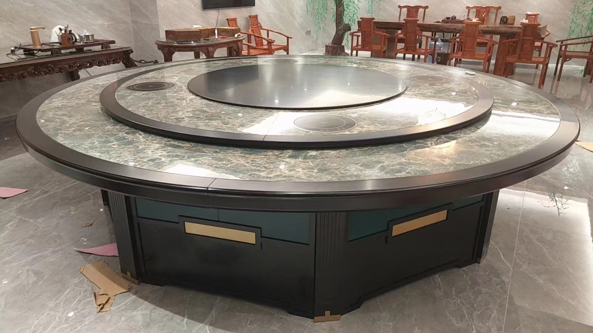 電動(dòng)餐桌-隱形電磁爐-巖板