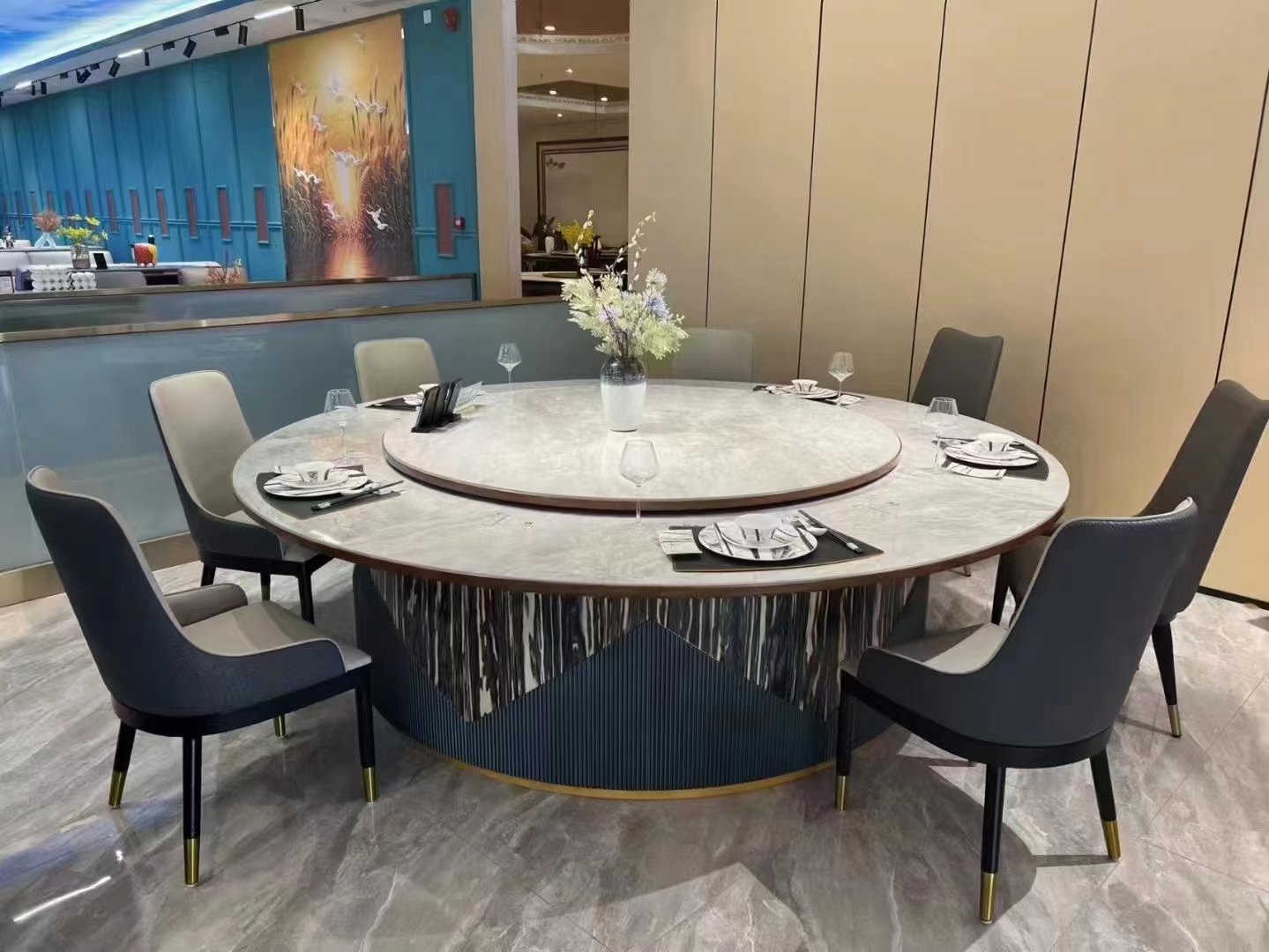 電動(dòng)餐桌-隱形電磁爐-巖板