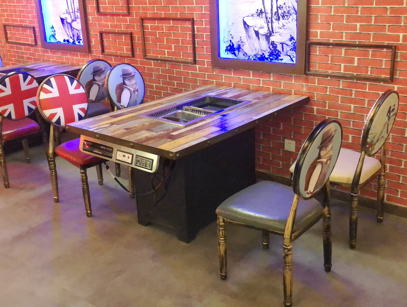 無(wú)煙火鍋?zhàn)?長(zhǎng)方桌